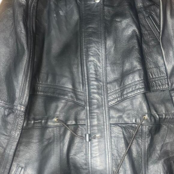 Domini Pelle Italian Women's Black Genuine Leather Jacket Size Large - Picture 2 of 2